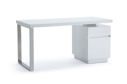 Modrest Carson Modern White & Stainless Steel Office Desk