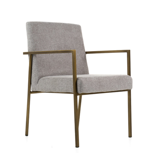 Modrest Burnham - Modern Light Grey & Brass Arm Dining Chair