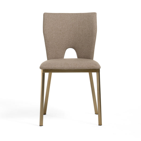 Modrest Burton - Modern Beige & Brass Dining Chair Set of 2