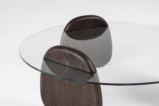 Modrest Buxton - Mid-Century Modern Glass + Dark Walnut Coffee Table