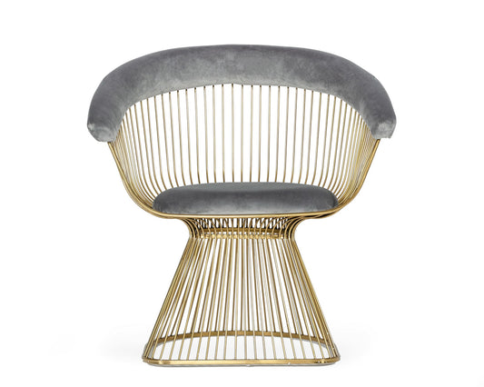 Modrest Chandler - Modern Grey Velvet & Gold Dining Chair