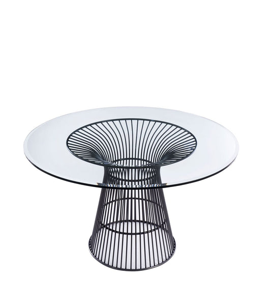 Modrest Chandler - Modern Round Glass & Black Stainless Steel Dining Table