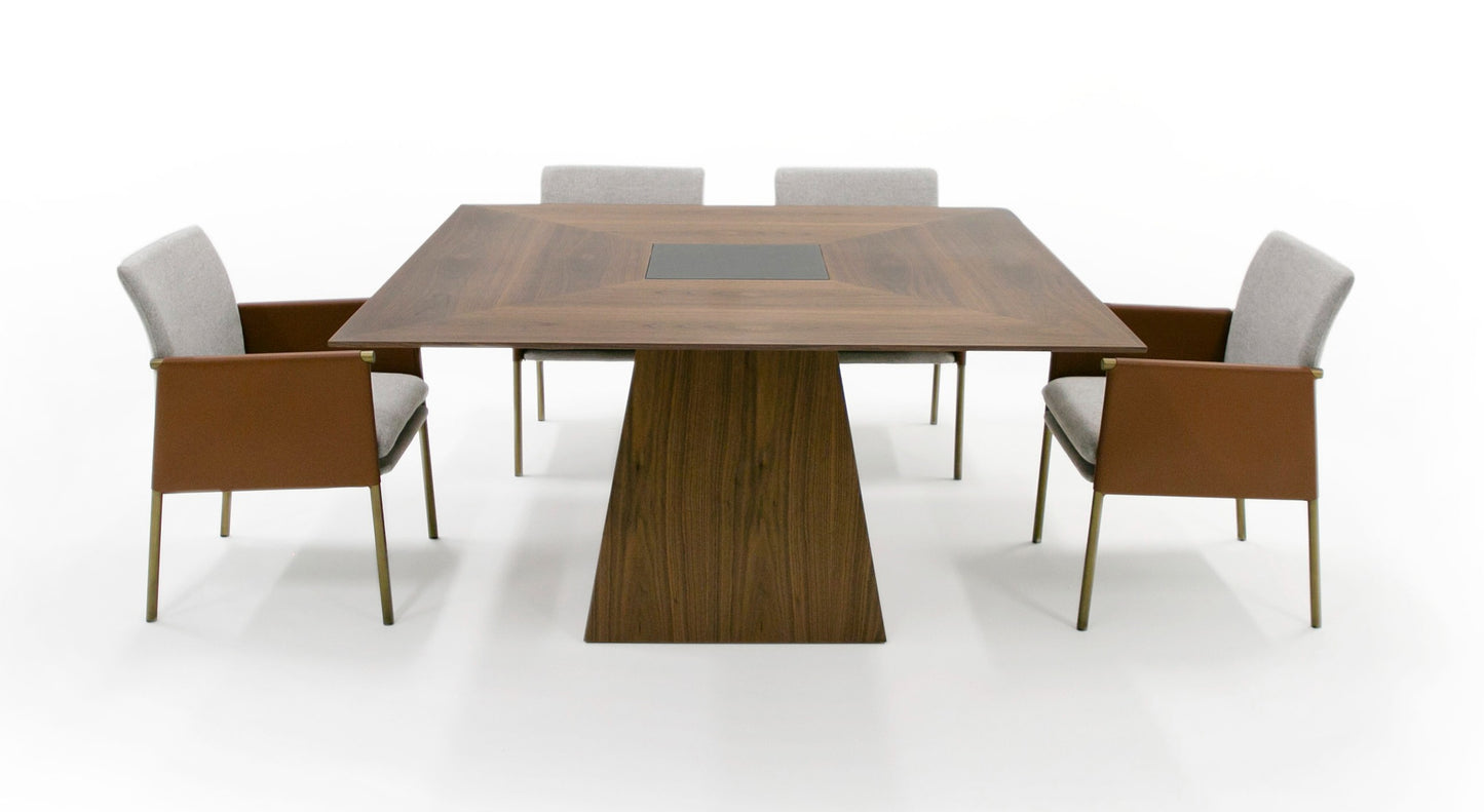 Modrest Cora- Modern Walnut and Black Tempered Glass Dining Table