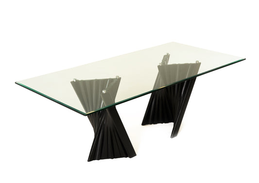 Modrest Corbin Mid-Century Black Ash & Glass Dining Table