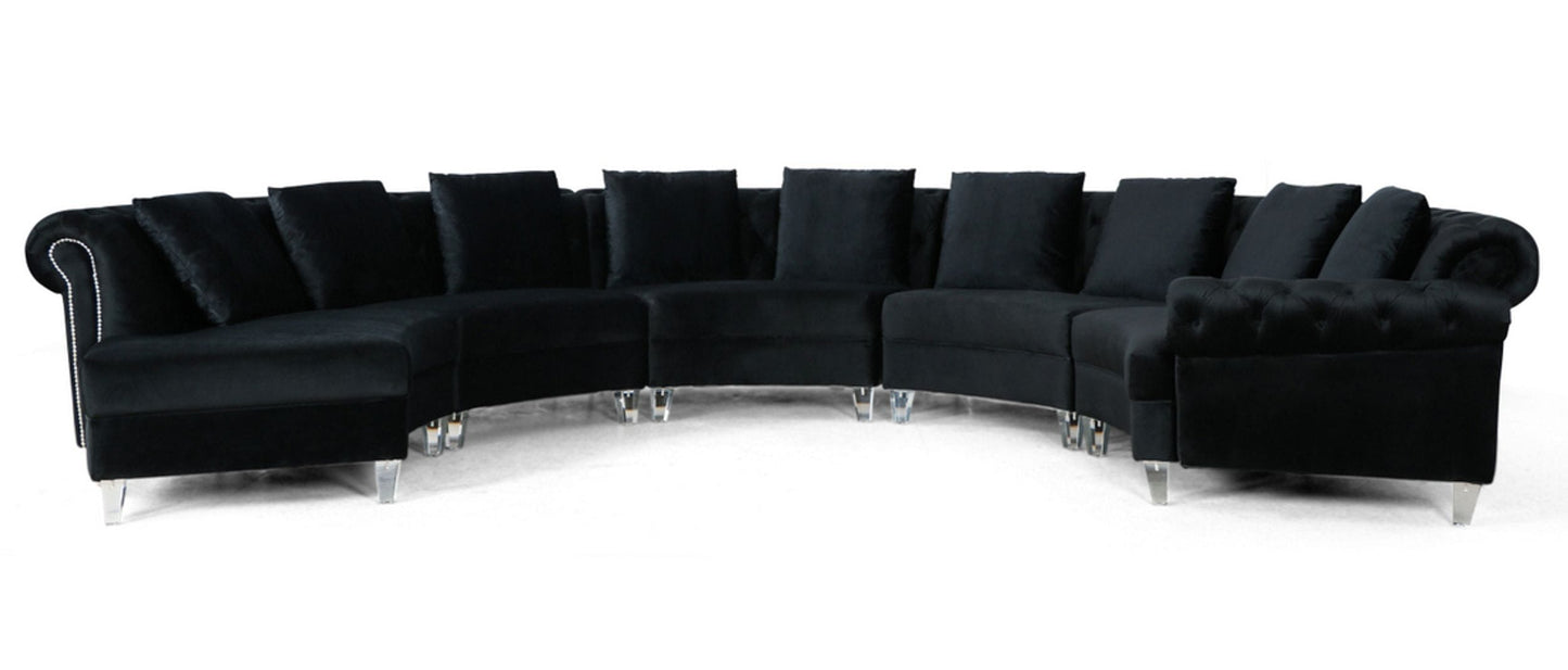 Divani Casa Darla - Modern Black Velvet Circular Sectional Sofa
