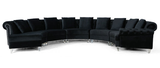 Divani Casa Darla - Modern Black Velvet Circular Sectional Sofa