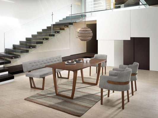 Modrest Jordan Modern Grey & Walnut Dining Bench