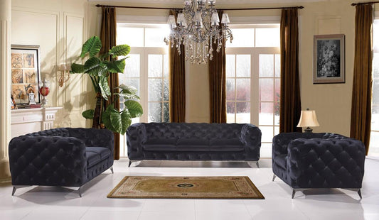 Divani Casa Delilah - Modern Black Fabric Loveseat