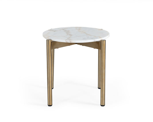 Modrest Denzel - White Marble + Gold End Table