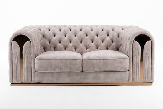 Divani Casa Dosie - Transitional Beige Velvet Loveseat