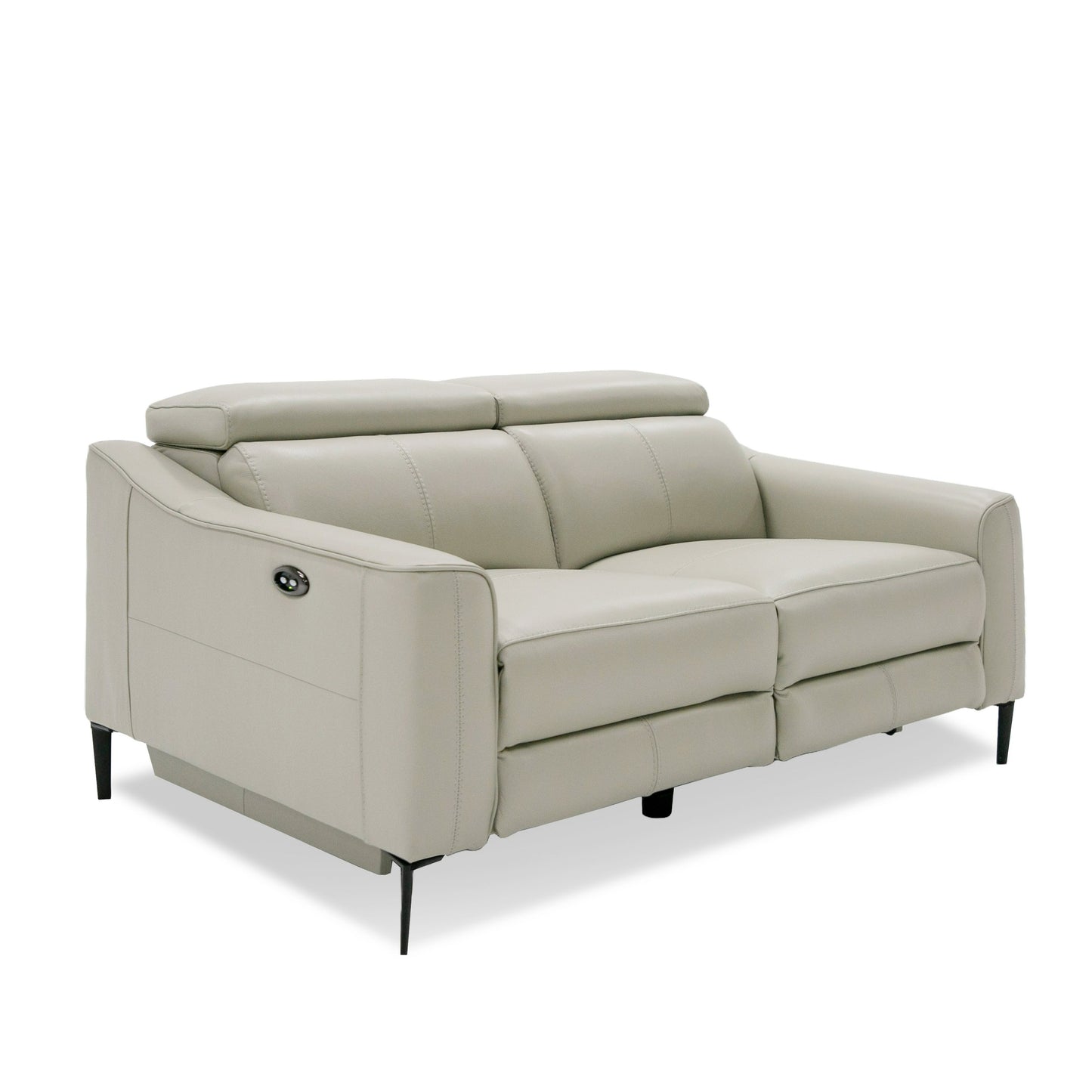 Divani Casa Eden - Modern Grey Leather Loveseat with 2 Recliners
