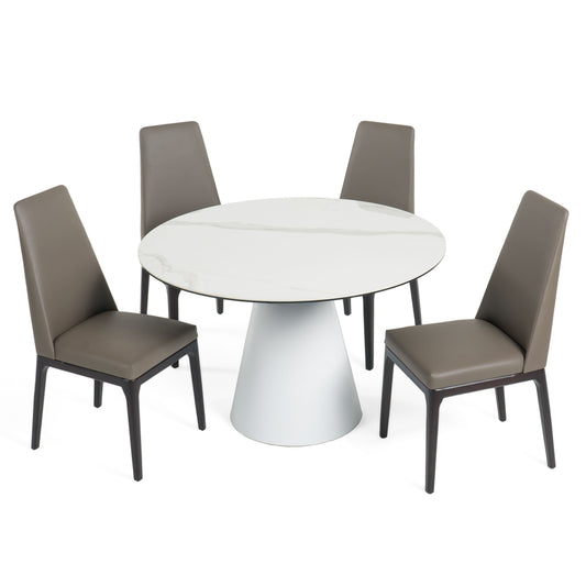 Modrest Edith - Modern Round White Ceramic Dining Table