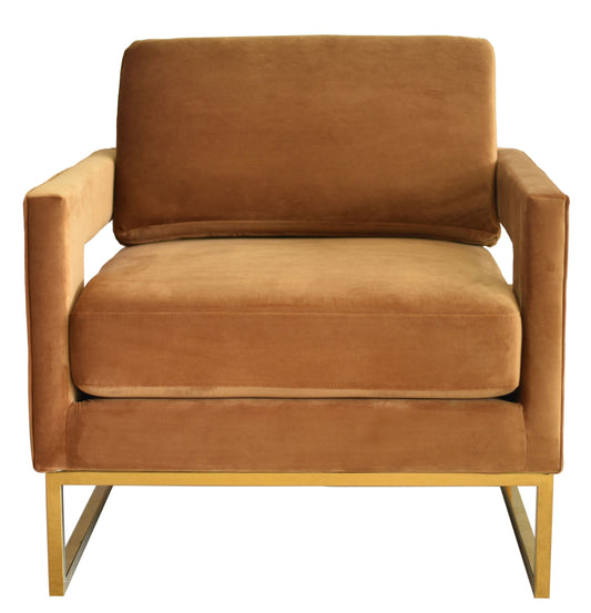 Modrest Edna - Camel Velvet + Gold Accent Chair