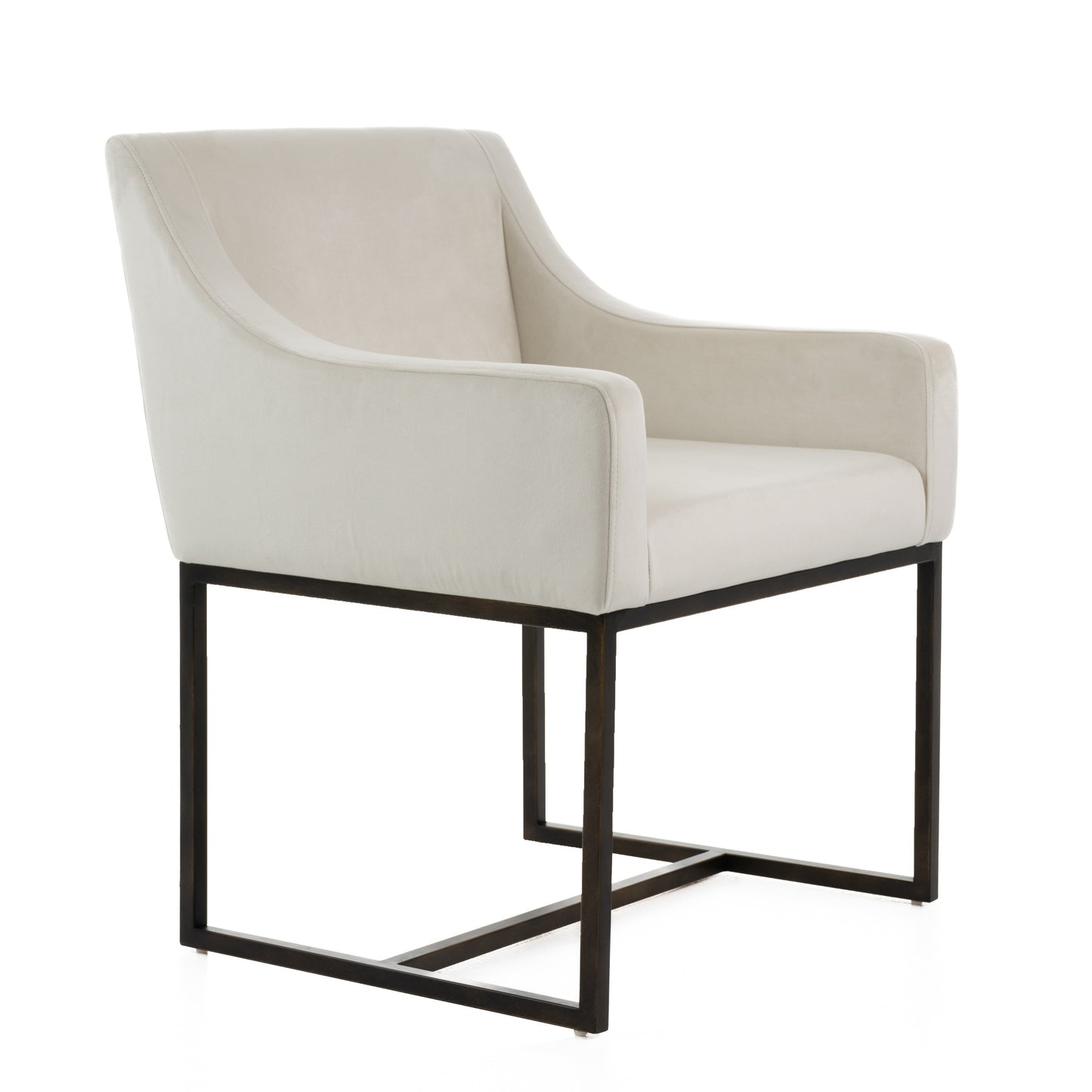 Modrest Elijah - Modern Beige & Copper Antique Brass Dining Chair