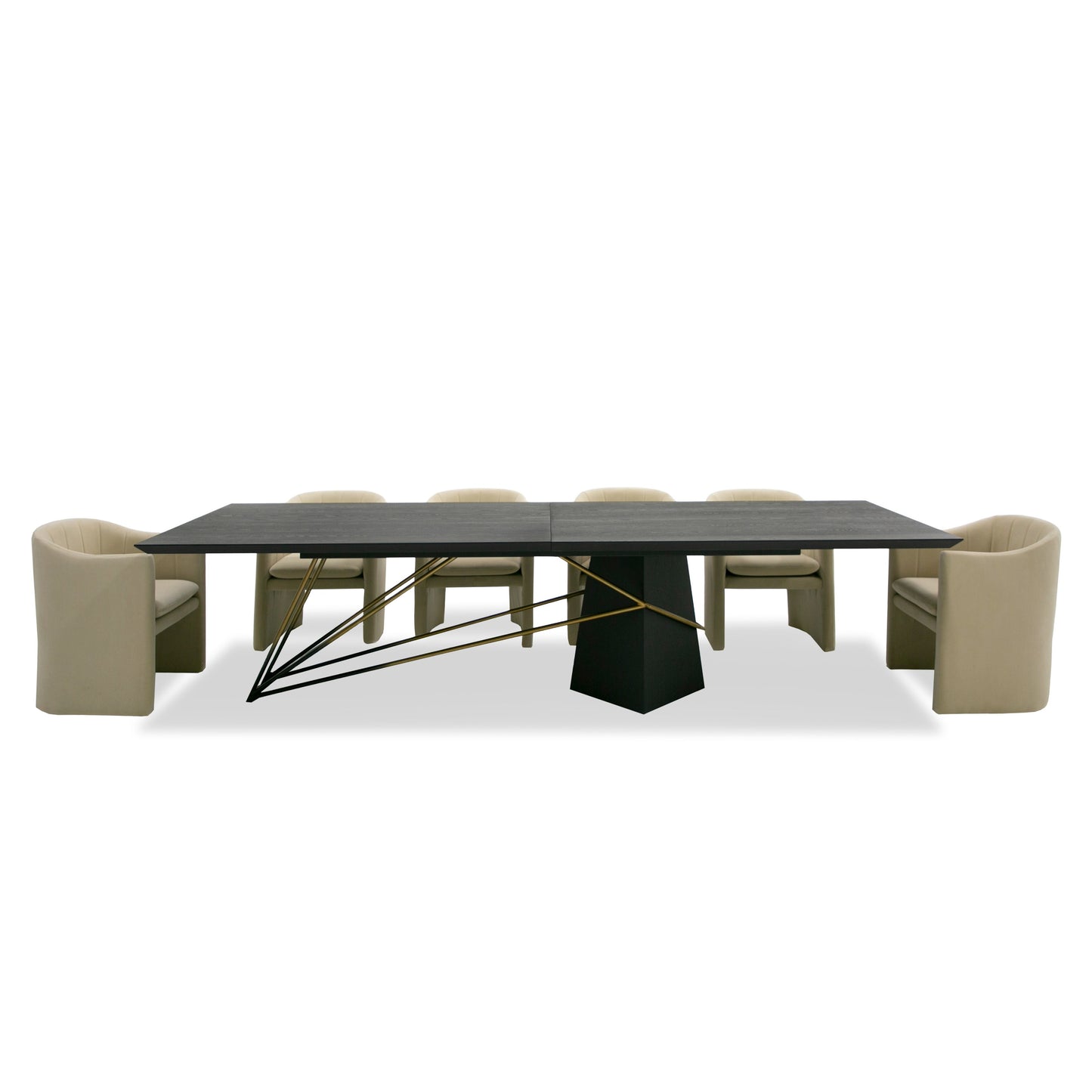 Modrest Elkhorn - Glam Black Ash + Stainless Steel 126" Dining Table