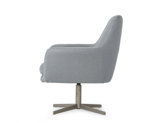 Divani Casa Elvin - Modern Grey Fabric Swivel Lounge Chair