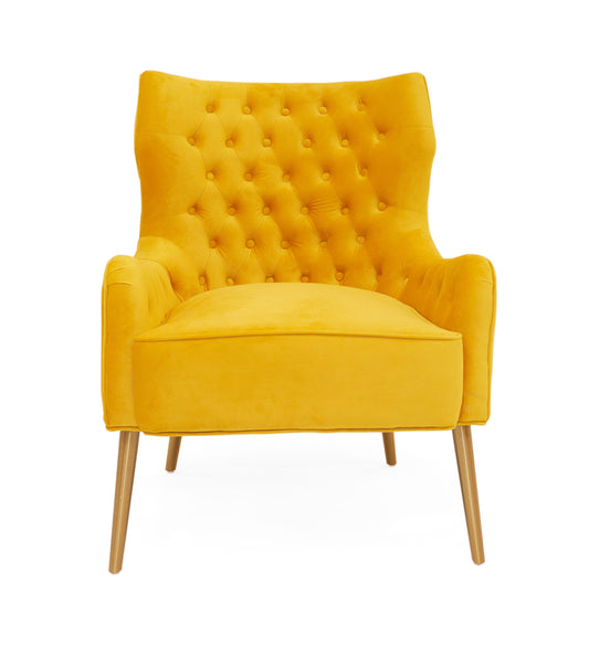 Modrest Everly - Contemporary Velvet Yellow Accent Chair