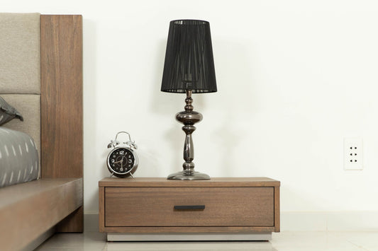 Eastern King Nova Domus Fantasia - Contemporary Walnut & Grey Bed with Two Nightstands