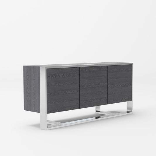 Modrest Fauna - Modern Elm Grey & Stainless Steel Buffet