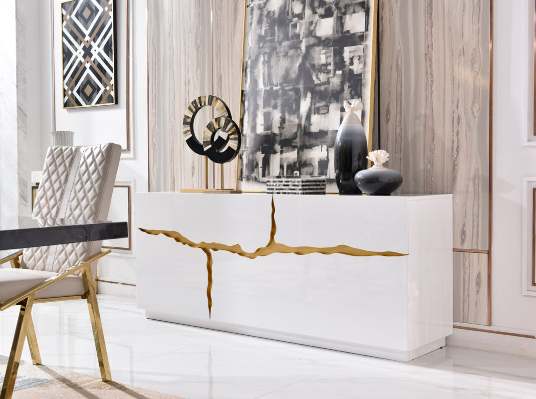 Modrest Aspen Modern White & Gold Buffet