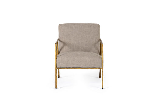 Modrest Gibbons - Modern Beige Linen + Forged Gold Accent Chair