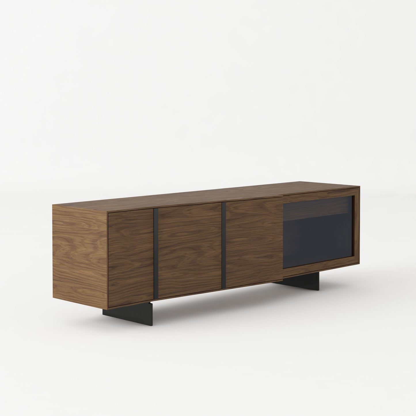 Modrest Glencoe - Modern Walnut & Grey Glass Buffet