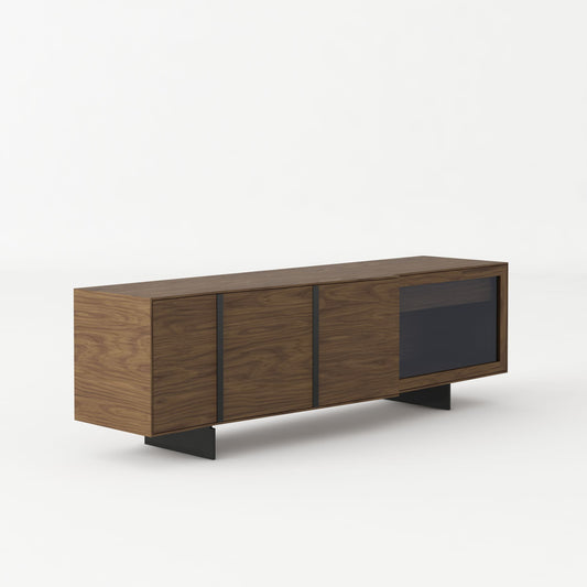 Modrest Glencoe - Modern Walnut & Grey Glass Buffet