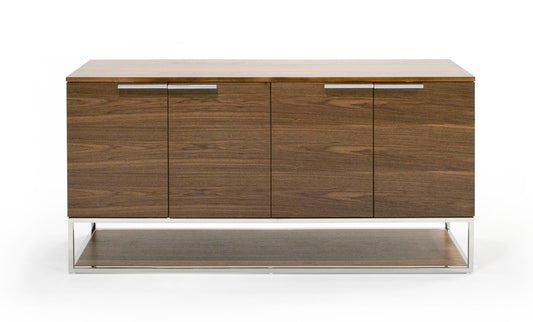 Modrest Heloise - Modern Walnut and Stainless Steel Buffet