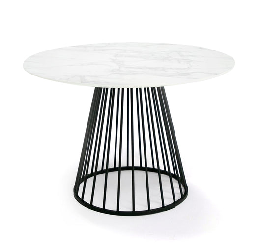 Modrest Holly - Modern Round White and Black Dining Table