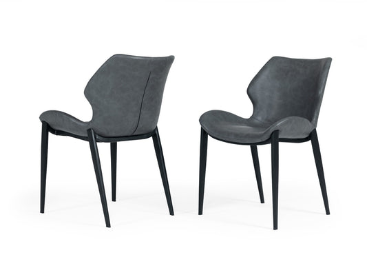 Modrest Instone - Industrial Dark Grey Eco-Leather Dining Chair (Set of 2)