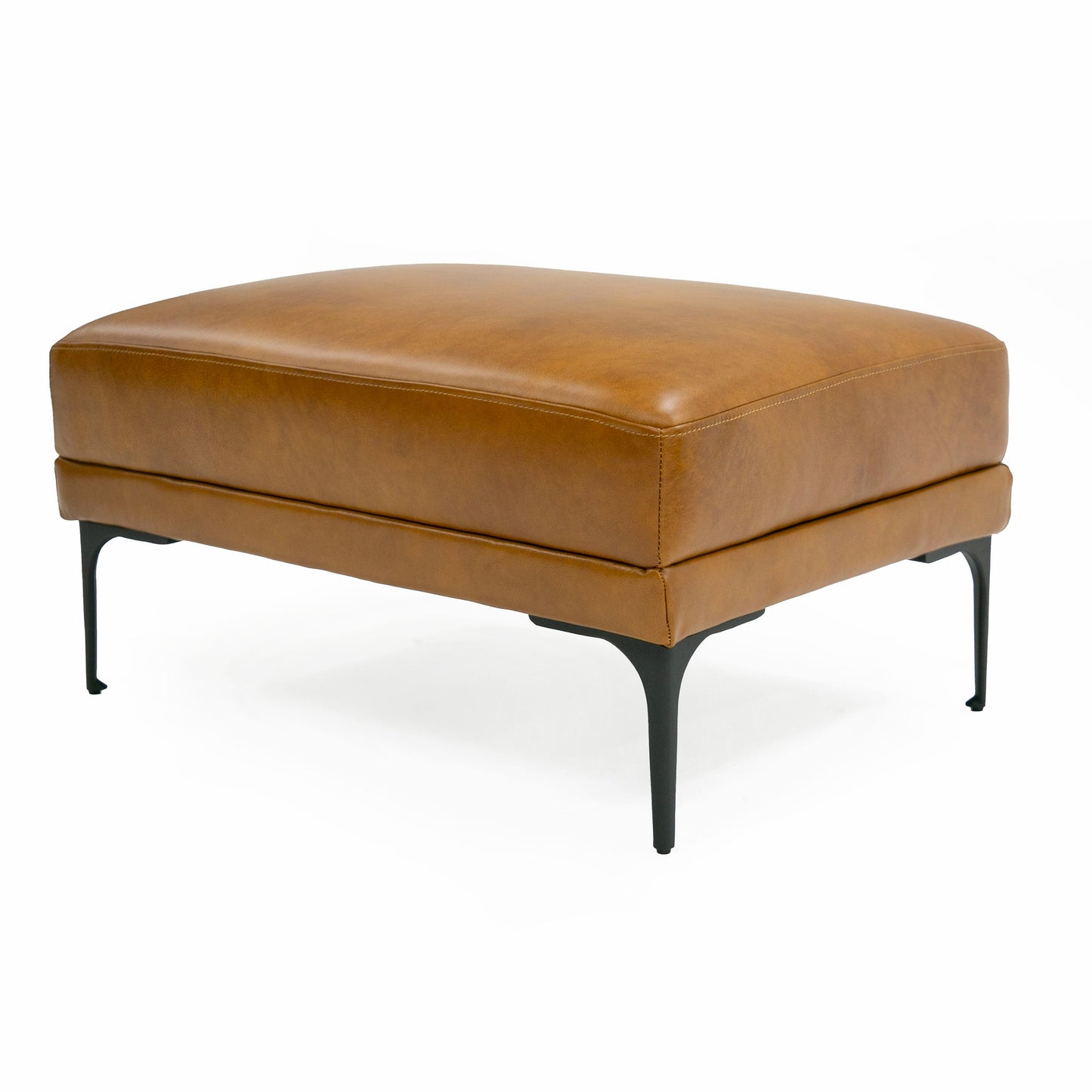 Divani Casa Jacoba - Modern Camel Leather Rectangular Ottoman