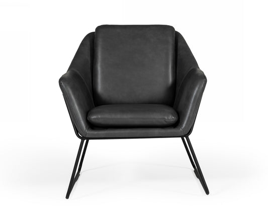 Modrest Jennifer - Industrial Dark Grey Eco-Leather Accent Chair