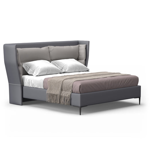 Modrest Jolene - Eastern King Dark & Light Grey Leatherette Bed