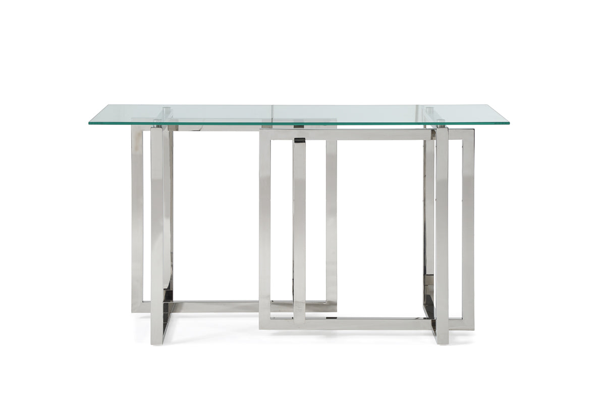 Modrest Valiant Modern Glass & Stainless Steel Console Table