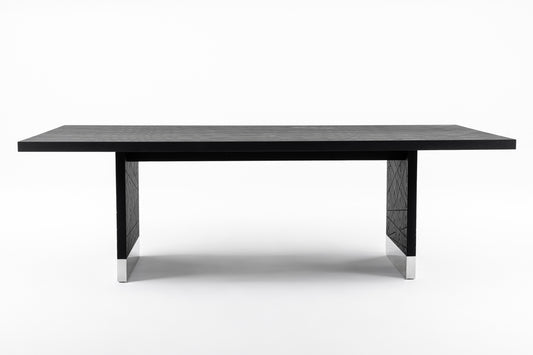 Modrest Kenda - Modern Black Ash + Stainless Steel Dining Table