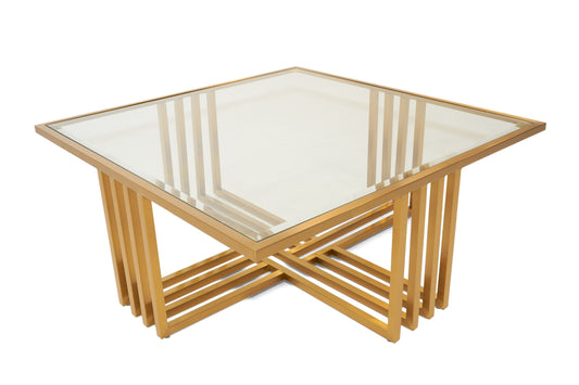 Modrest Kodiak - Glam Clear Glass and Gold Glass Coffee Table