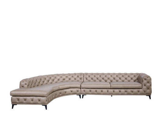 Divani Casa Contemporary Tan LAF Curved Shape Sectional Sofa w/ Chaise