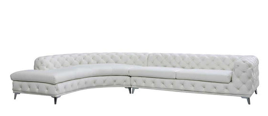 DIvani Casa Kohl - Contemporary White LAF Curved Shape Sectional Sofa w/ Chaise