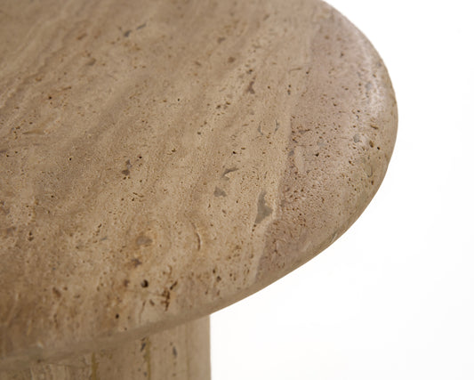 Modrest Lavaca - Modern Travertine Marble Round End Table