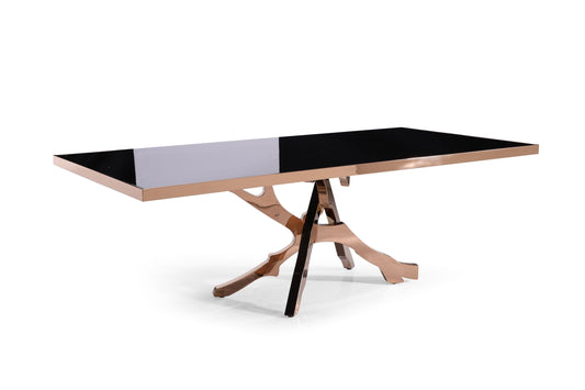 Modrest Legend - Modern Black Glass & Rosegold Dining Table
