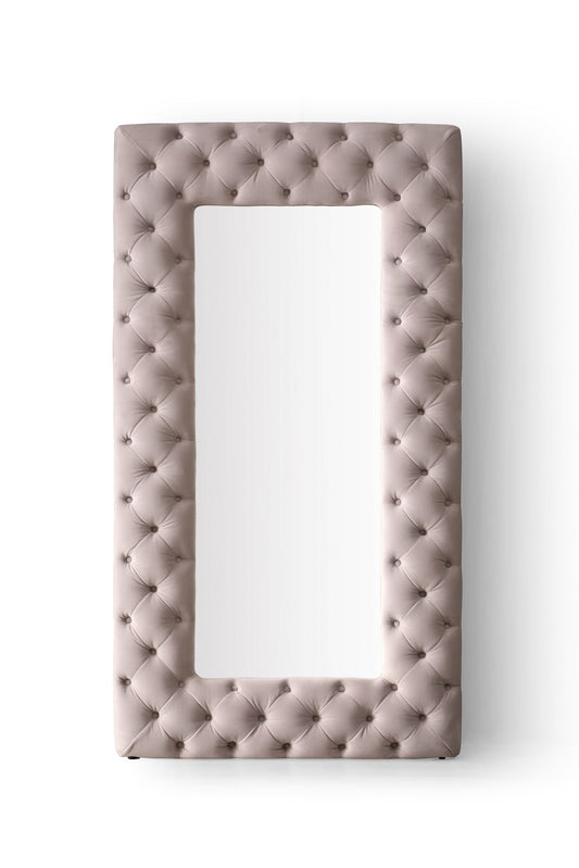 Modrest Legend - Transitional Grey Velvet Floor Mirror