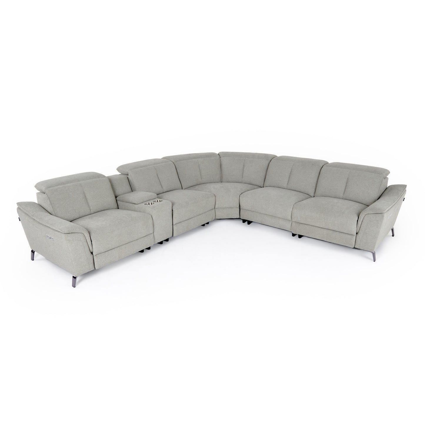 Divani Casa Lloyd - Modern Grey Fabric Sectional with Recliners + Console