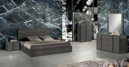 Full Nova Domus Lucia - Italian Modern Matte Grey / Elm Grey Bedroom Set