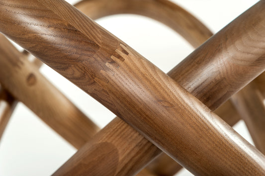 Modrest Mason Modern Round Glass & Walnut Dining Table