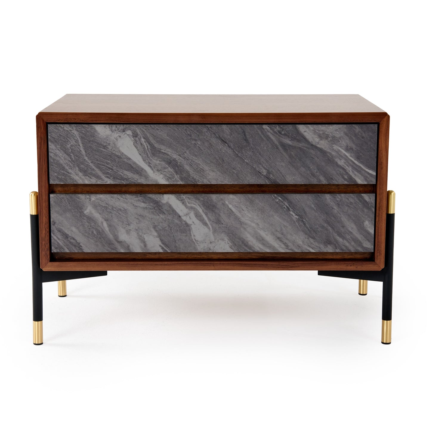 Nova Domus Metcalf - Mid-Century Walnut & Grey Nightstand