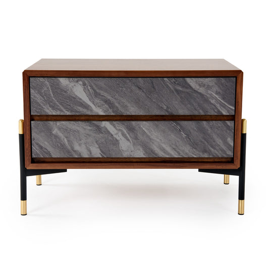 Nova Domus Metcalf - Mid-Century Walnut & Grey Nightstand
