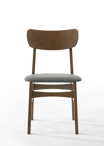 Modrest Castillo - Modern Walnut and  Grey Side Dining Chair (Set of 2)