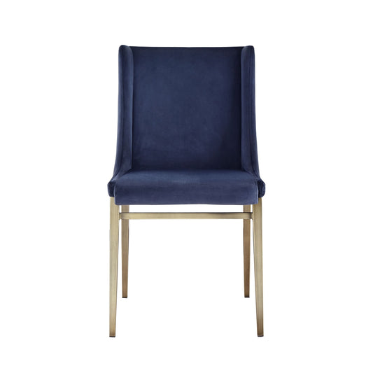 Modrest Mimi - Contemporary Blue Velvet & Antique Brass Dining Chair (Set of 2)