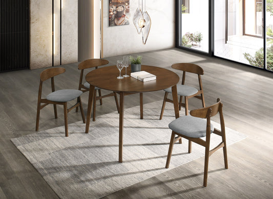 Modrest Castillo Modern Walnut Round Dining Table