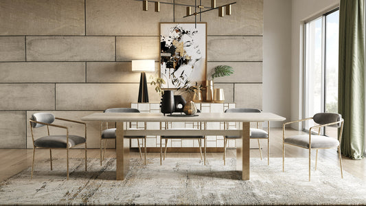 Modrest Angus - Modern Cream Ash + Gold Dining Table